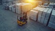 © PaulShlykov - Portable Forklift working in concrete bricks storage factory