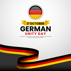 Wall Mural - German Unity Day (Tag Der Deutschen Einheit) Celebration background on 3rd October with waving ribbon flag