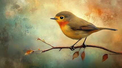 Wall Mural - Cute bird, nature backdrop.