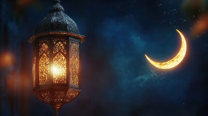 Canvas Print - Ramadan Kareem background with arabic lantern and crescent moon
