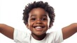 © Peerarut - Black child with a joyful smile isolated on a white background playful pose and bright eyes