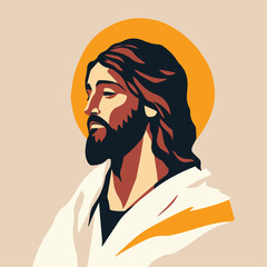 Vector illustration of  Lord Jesus Christ in simple minimalistic art form