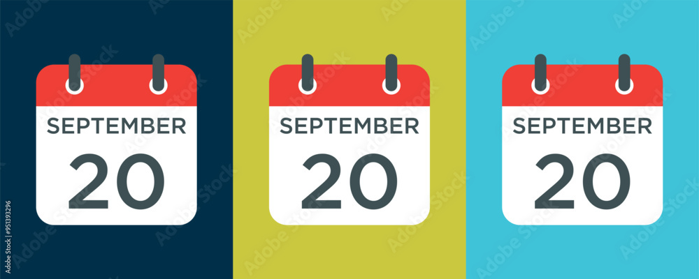 calendar - September 20 icon illustration isolated vector sign symbol ...