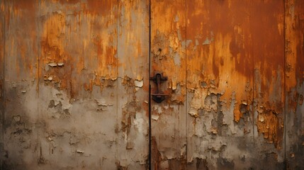 a close up of a wooden door with red color. 