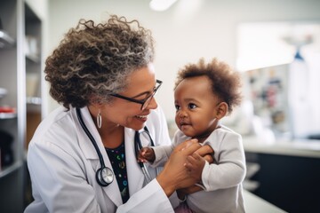 Sticker - Stethoscope baby examining hospital.