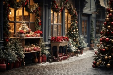 Canvas Print - Christmas decoration street market.