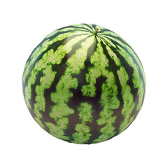 Wall Mural - whole watermelon with a striped green rind isolated on a white background