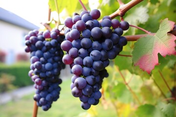 Poster - Grape bunch grapes vineyard outdoors.