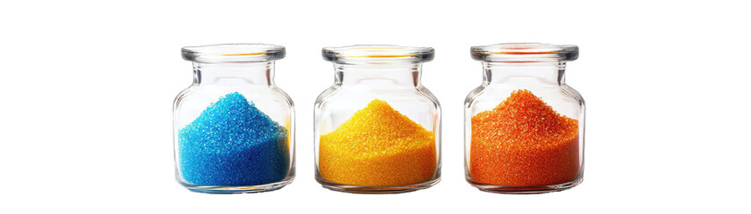 Wall Mural - Sand Art With Layered Colored Sand in Glass Containers. Isolated on a Transparent Background. Cutout PNG.