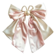 Canvas Print - Elegant satin bow with pearls