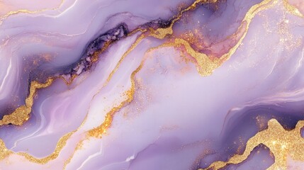 Wall Mural - Abstract purple and gold marble texture background with fluid art design. Perfect for elegant and luxurious themes.