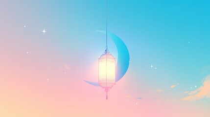 Canvas Print - Ramadan Kareem background with arabic lantern and crescent moon
