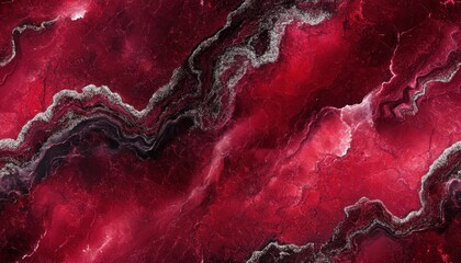 Wall Mural - Abstract red marble texture with black and white veins, ideal for backgrounds, wallpapers, and artistic design projects.