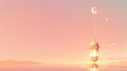 Canvas Print - Ramadan Kareem background with arabic lantern and crescent moon
