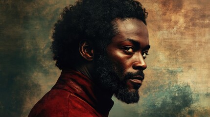 Wall Mural - Portrait of a Black Man in a Red Jacket