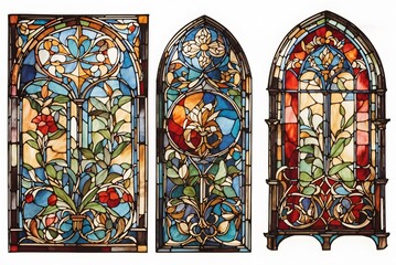 Vector Gothic Stained-Glass Window Design
