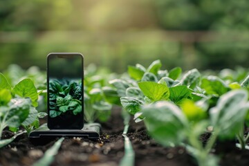 Canvas Print - Smartphone Photography in a Spinach Field