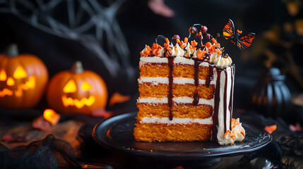 Wall Mural - a slice of Halloween themed cake, food photography