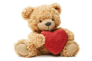 Canvas Print - Adorable teddy bear holding heart