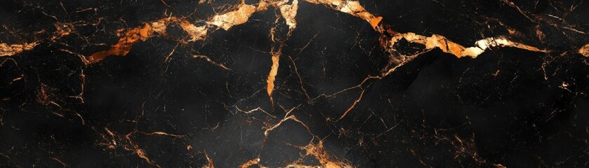 Canvas Print - Seamless marble pattern in black with bronze veins, [Abstract Background Marble], [Dramatic and opulent]