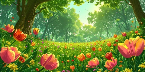 Wall Mural - spring in the park