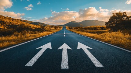 Asphalt Road Leading Upwards into the Horizon