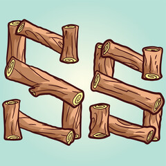 Wood Log Stump Letter S