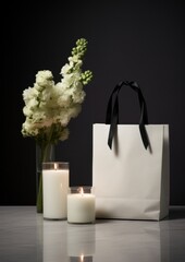 Poster - White shopping paper bag accessories accessory beverage.