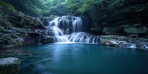 Wall Mural - waterfall in the forest