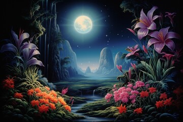 Canvas Print - Flower planet painting astronomy outdoors.