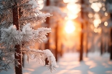 Poster - Pine tree forest snow christmas outdoors.