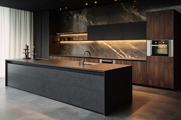 Wall Mural - Modern kitchen interior appliance sink architecture.