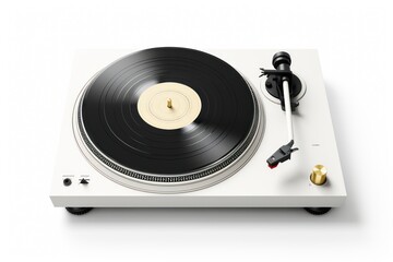 Wall Mural - A vintage turntable electronics white background gramophone.