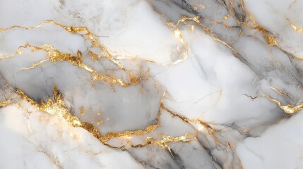 Wall Mural - Seamless marble texture in light grey with gold veins, [Abstract Background Marble], [Modern and elegant]