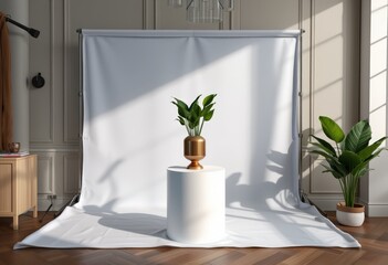 Canvas Print - modern living room with plant