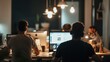 © JH45 - Teamwork in the Glow of Night: Developers Coding in the Office