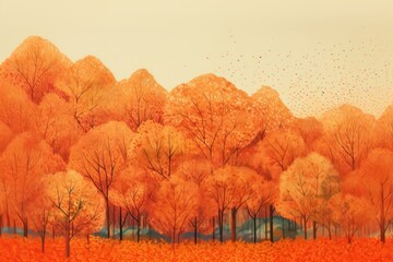 Sticker - Autumn forest backgrounds landscape outdoors.