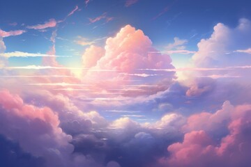 Poster - Dreamy cloud sky outdoors.