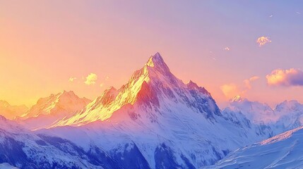 Poster - A mountain range with snow covered mountains in the background