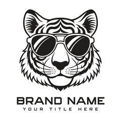 Simple minimalist tiger head wild animal logo vector illustration template design