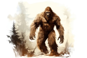 Canvas Print - Bigfoot drawing mammal ape.