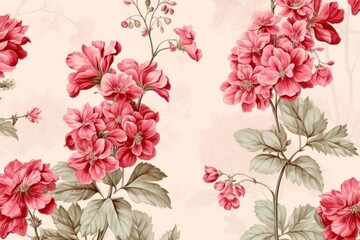 Wall Mural - Toile wallpaper a single Geranium pattern flower plant.