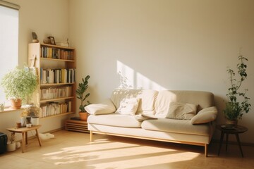 Poster - Living room architecture furniture bookshelf.