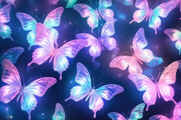 Sticker - Pastel butterfly neon backgrounds graphics pattern.