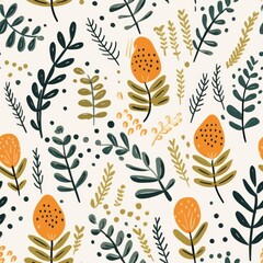 Wall Mural - Plant pattern illustrated plant.