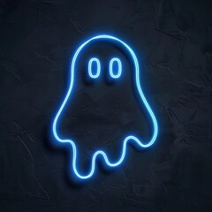 Wall Mural - Neon ghost illustration, dark background