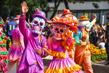 Day of the dead parade in Mexico city