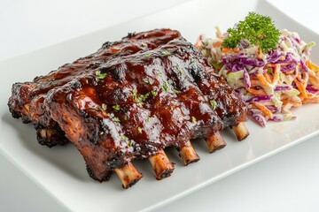 Wall Mural - Delicious Barbecue Ribs with Coleslaw