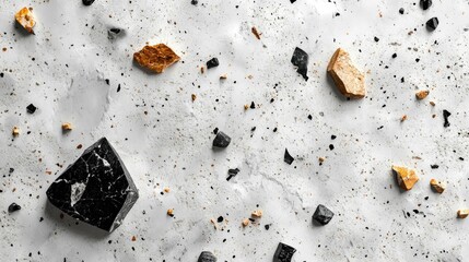 Black and Gold Rocks on White Surface