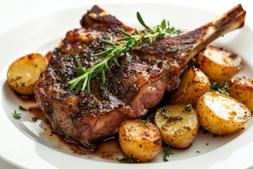 Sticker - Delicious Grilled Lamb Chop with Roasted Potatoes